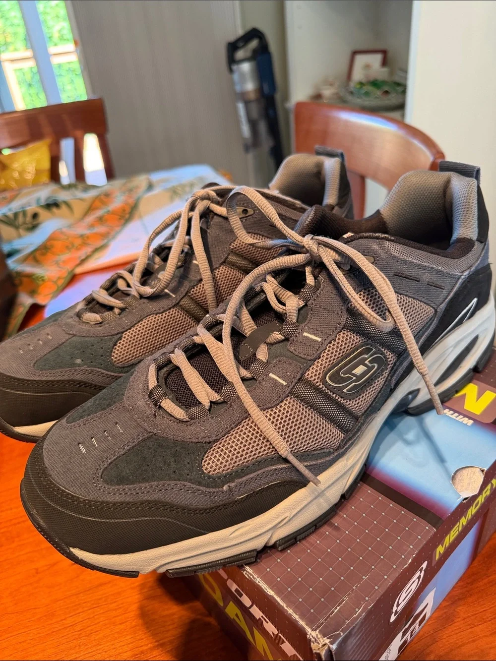 Skechers Men's Gray and Black Memory Foam Athletic Sneakers